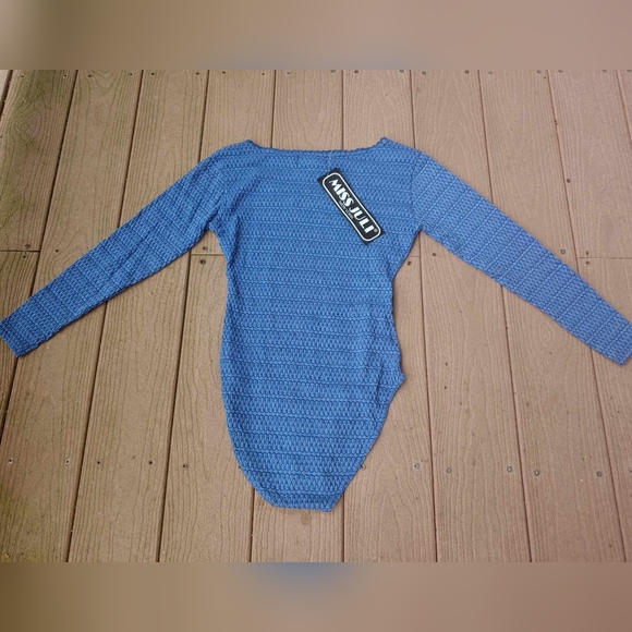 New Miss Juli New York Blue Floral Bodysuit - Picture 3 of 6